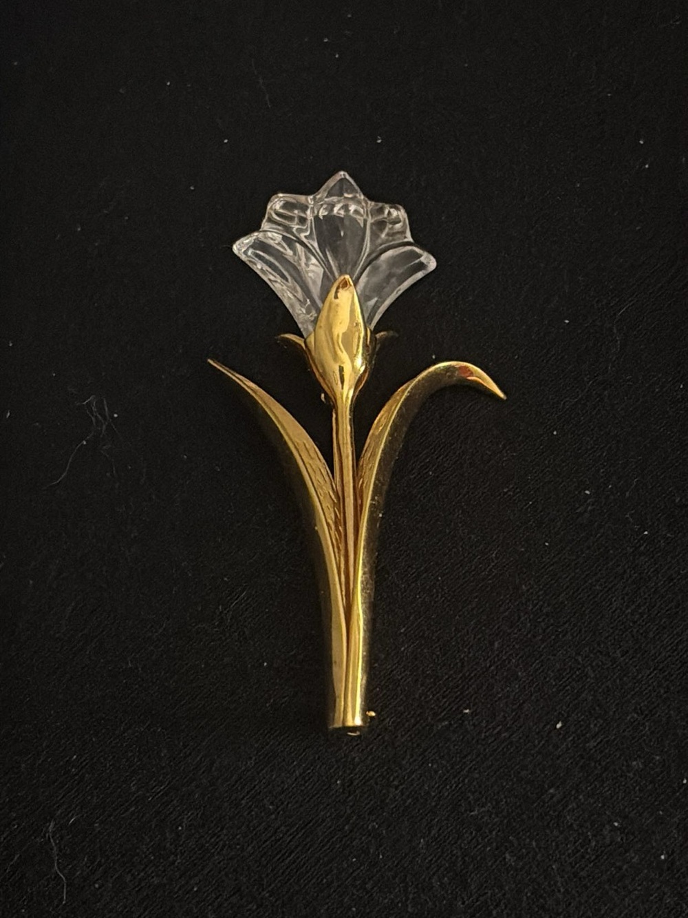 Vintage Swarovski gold crystal tulip brooch Swan printed